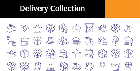 Box, Transportation, Delivery Line Icon Bundle. Minimalistic Linear Pictogram for Web and Graphic Design, Apps, Banners, Social Network and Cards