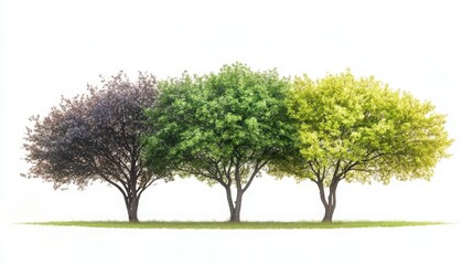 Obraz premium Three Trees Representing the Seasons Spring Summer and Autumn