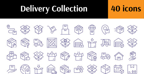 Simple Linear Icon of Box, Transportation, Delivery. Minimalistic Linear Pictogram for Web and Graphic Design, Apps, Banners, Social Network and Cards