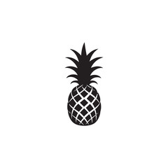 Pineapple icon vector is black with a white background.
