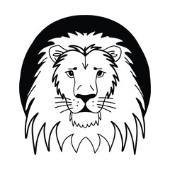 Lion Face silhouette Line art vector Illustration.