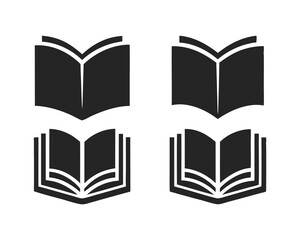 set of Open Book silhouette vector illustration