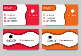 Creative Wave Style Business Card Template – Red and Orange Color Scheme
