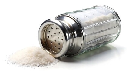 Shaker with salt isolated on white background