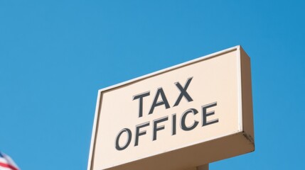 Tax office signage urban area public service clear blue sky informative display for tax services