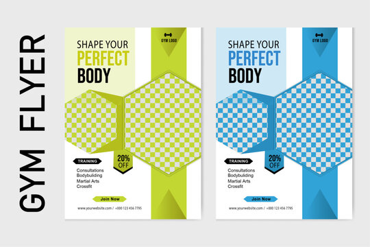 Flyer template design for gym and&nbsp;fitness Modern and futuristic vector body fitness Flyer