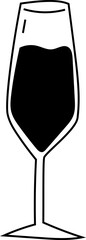 Champagne Flute Glass Illustration in Minimal Style