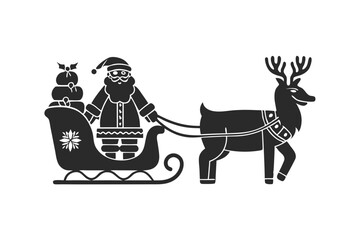 Santa Claus Sleigh silhouette vector illustration