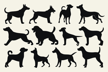Dog Silhouette Vector Illustration – Isolated Pet Design Element Collection