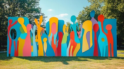 Vibrant Paper Figures Wall Art Installation