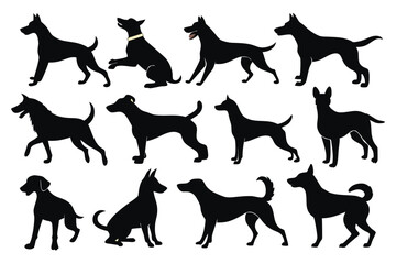 Dog Silhouettes Collection – Pet, Puppy, and Animal Icon Set
