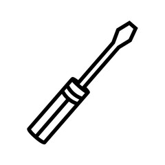 Screwdriver icon in outline vector style. Represents tools, repair, maintenance, and construction work. Perfect for DIY projects, home improvement apps, and technical service platforms.