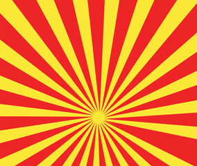 Red and Yellow Swirl Sunburst Retro Background Vibrant Abstract Vintage Design.