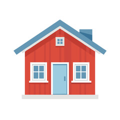 Red house illustration in flat design