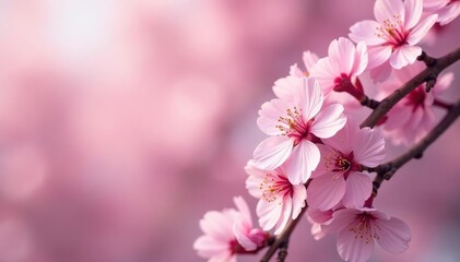 Fototapeta premium Delicate pink cherry blossoms in full bloom, cascading pattern , flower, sakura, pattern