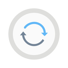 Refresh icon with blue accent in flat circular style
