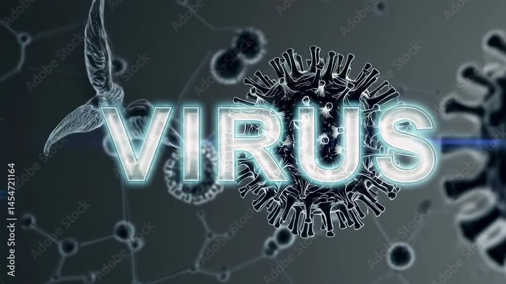 Aufkleber Microscopic visualization showing viral cells aggressively reproducing and attacking cellular structures while vaccine molecules navigate biological landscape neutralizing spreading infection