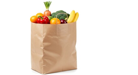 A Brown Paper Bag Overflowing with Fresh Produce