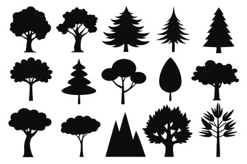 Fototapeta premium Nature Tree Silhouettes – Minimal Botanical and Outdoor Icons