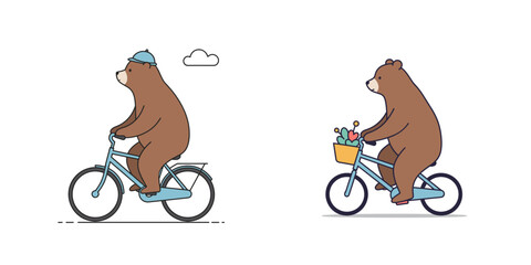 Bear Riding a Bicycle for humorous wildlife, funny animal humanization concept