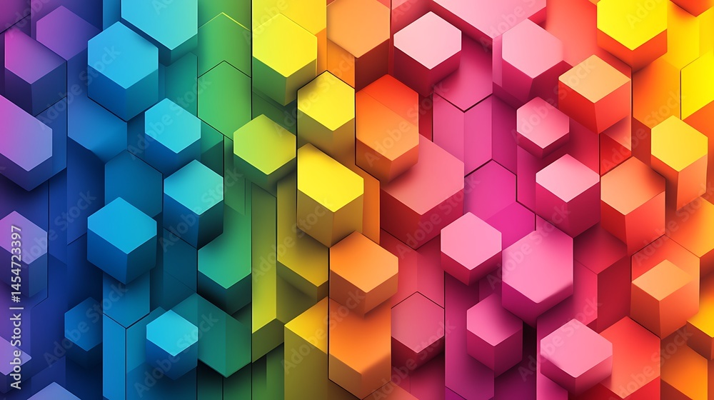 Aufkleber colorful abstract hexagonal pattern with vibrant gradients creating a dynamic visual effect