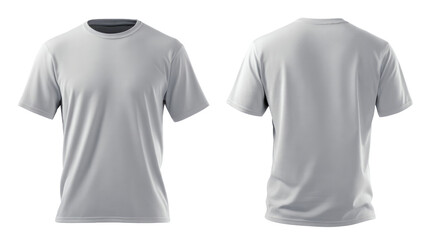 Light Gray T-Shirt Round Neck Template from Two Sides on transparent background