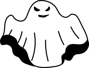 Crawling Ghost in Mysterious Halloween Line Drawing