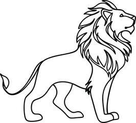 Standing Lion Outline Illustration Perfect For Coloring Books And Creative Design Projects