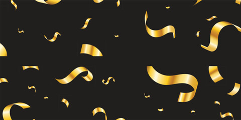 Luxury Confetti Overlay Featuring Soft Falling Gold Elements on a Dark Gradient Background. Glamour falling glitter. New year wallpaper .brochure template. Cover texture design