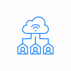 cloud services accessible from home remote data access internet of things iot distributed network of users icon sign vector