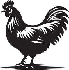 rooster and hen, hen chicken icon silhouette vector style with white background