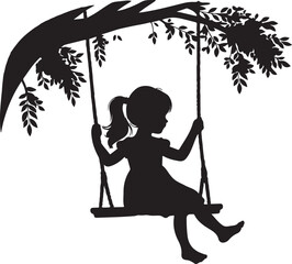 A child on a swing silhouette