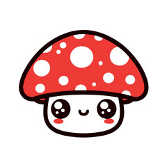 Fototapeta premium Cute Kawaii Mushroom, vibrant colors, playful illustration