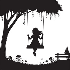 A child on a swing silhouette
