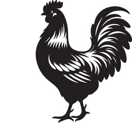 rooster and hen, hen chicken icon silhouette vector style with white background