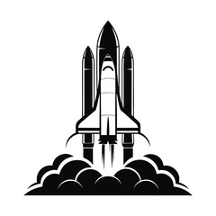 Fototapeta premium Iconic Black and White Space Shuttle Launch Illustration