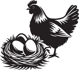 rooster and hen, hen chicken icon silhouette vector style with white background