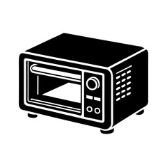 Obraz premium Smart oven with recipe projection on the counter silhouette.