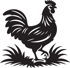rooster and hen, hen chicken icon silhouette vector style with white background
