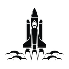Iconic Black and White Space Shuttle Launch Illustration