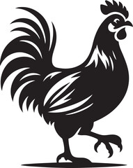 rooster and hen, hen chicken icon silhouette vector style with white background