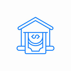 house or building dollar bill icon sign vector