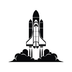 Iconic Black and White Space Shuttle Launch Illustration