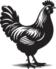 rooster and hen, hen chicken icon silhouette vector style with white background