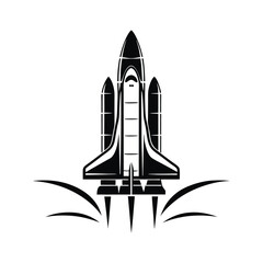 Iconic Black and White Space Shuttle Launch Illustration