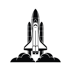 Iconic Black and White Space Shuttle Launch Illustration