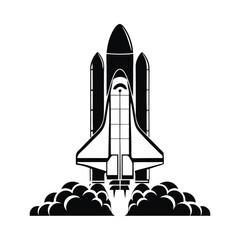 Iconic Black and White Space Shuttle Launch Illustration