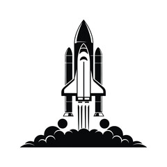 Iconic Black and White Space Shuttle Launch Illustration