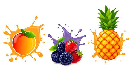 fresh fruit on a white background