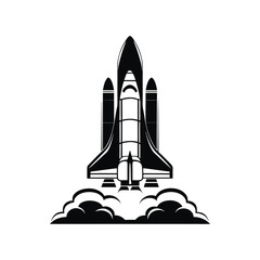 Iconic Black and White Space Shuttle Launch Illustration